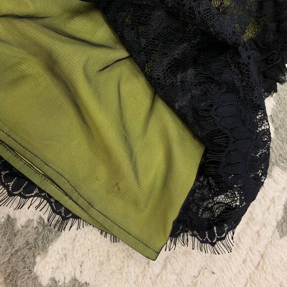 BCBGMaxAzria Jennifer One Shoulder Black Yellow Lace Floral Sheath Dress 0 XS - Picture 8 of 12